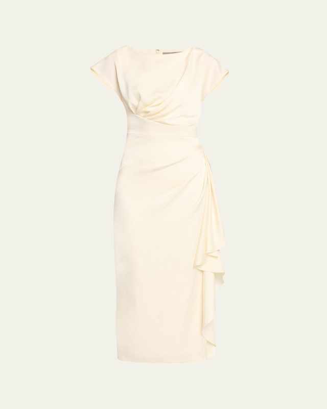 Florence Draped Short-Sleeve Midi Dress